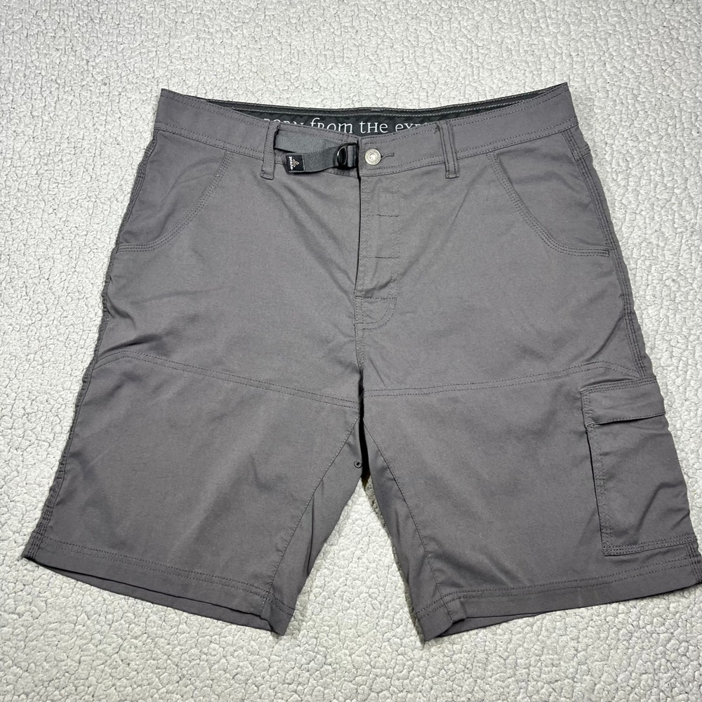 Prana Zion Shorts Men 34 Stretch Cargo Hiking Gray Outdoor